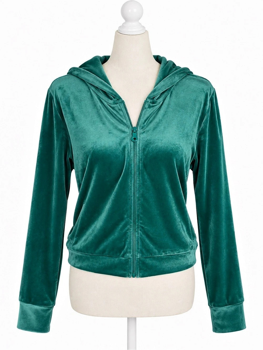 OFFLINE by Aerie Green Velour Velvet Full Zip Hoodie Jacket Y2K Athleisure L